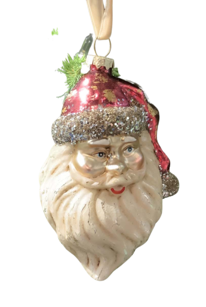 Glass Santa | The Holiday Ornament Collection,  Red - 5 Inch