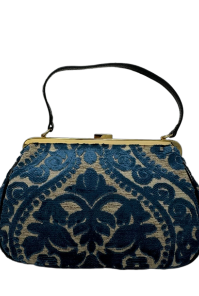 Gigi | The Glenda Gies Bag Collection, Prussian Blue Mosaic - 12 Inch x 4.5 Inch x 8 Inch