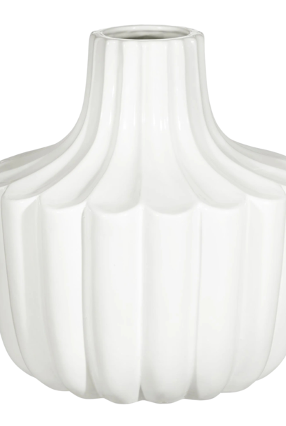 Fluted | The Vase Collection, White -11.5 Inch x 11.5 Inch x 12 Inch