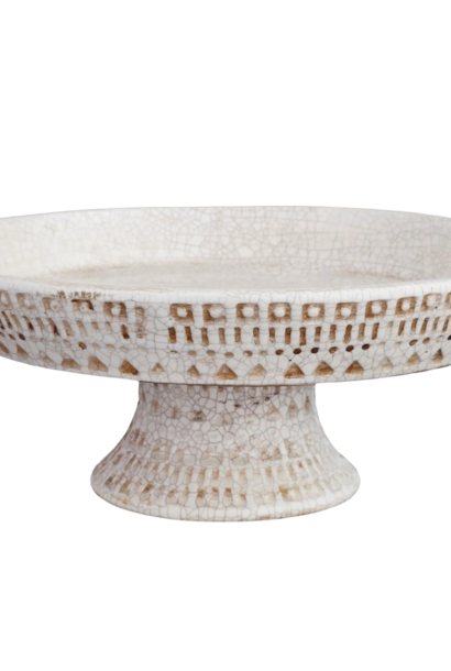 Pedestal Bowl | The Accessory Collection, White - 13.75 Inch x 13.75 Inch x 6 Inch