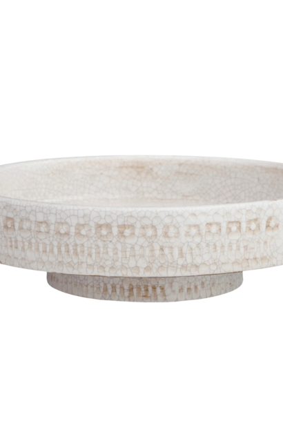 Footed Bowl | The Accessory Collection, Antique White - 13 Inch x 13 Inch x 3.75 Inch