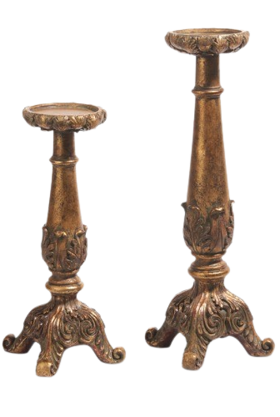 Baroque | The Candle Holder Collection, Antique Copper - 5.5 Inch x 5.5 Inch x 14 Inch & 6 Inch x 6 Inch x 18 Inch