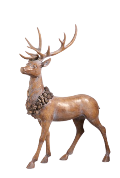 Adorned No I | The Holiday Deer Collection, Natural - 29 Inch x 13 Inch x 38 Inch