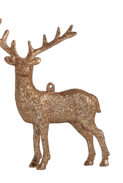 Glittered Buck | The Holiday Ornament Collection, Copper - 4.5 Inch x 1.75 Inch x 5.5 Inch