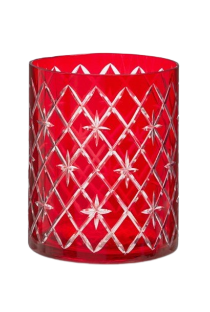 Etched Elegance | The Hurricane Collection, Red - 5 Inch x 5 Inch x 6.25 Inch