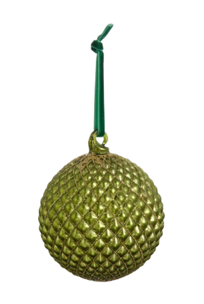 Quilted | The Holiday Ornament Collection, Green - 4 Inch x 4 Inch x 4 Inch