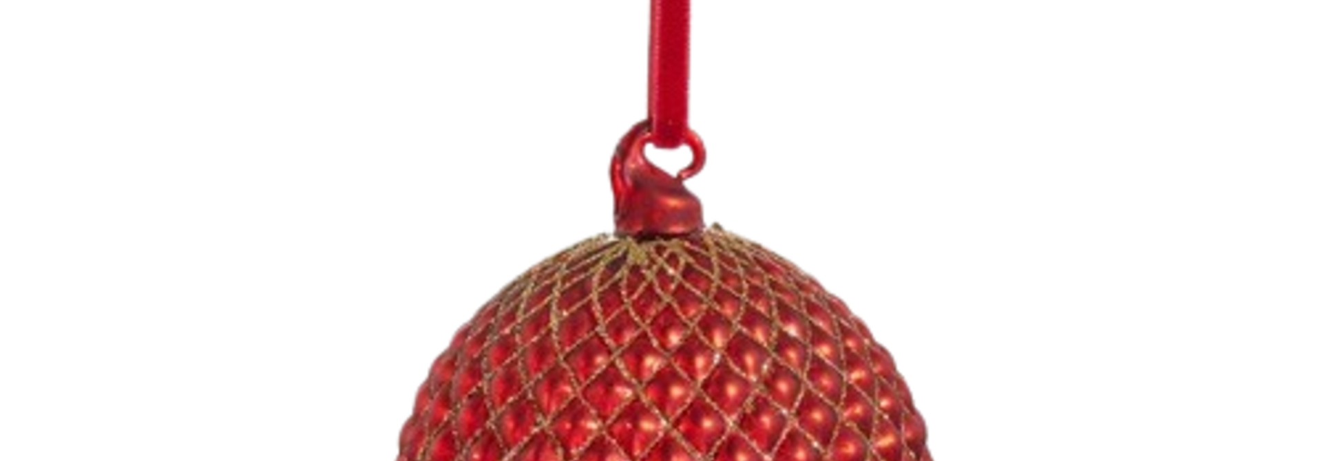 Quilted | The Holiday Ornament Collection, Red - 4 Inch x 4 Inch x 4 Inch