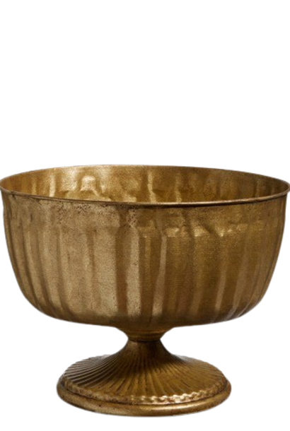 Pedestal Bowl | The Accessory Collection, Antique Gold - 9.5 Inch x 9.5 Inch x 7 Inch