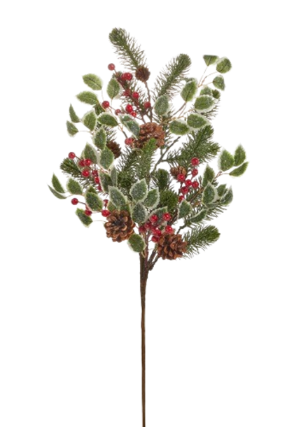 Mixed Greenery & Berry | The Holiday Floral Collection, Red & Green - 27.75 Inch