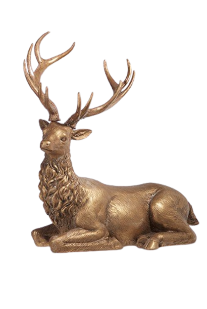 Grandiose No II | The Holiday Deer Collection, Gold - 15.5 Inch x 8 Inch x 16 Inch