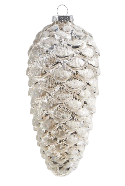 Iced Pinecone | The Holiday Ornament Collection, White - 2.5 Inch x 2.5 Inch x 5.75 Inch
