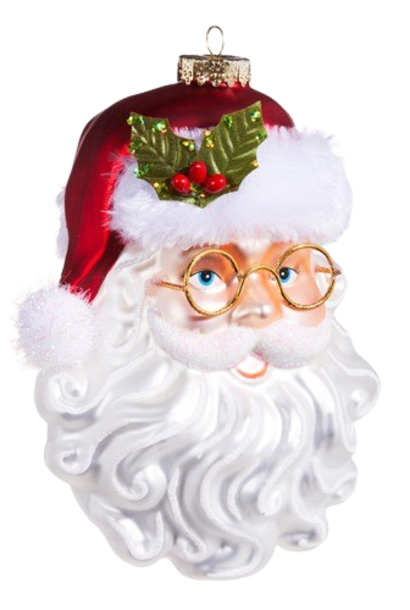 Santa with Specs | The Holiday Ornament Collection, Red - 5 Inch x 3.5 Inch x 6.5 Inch