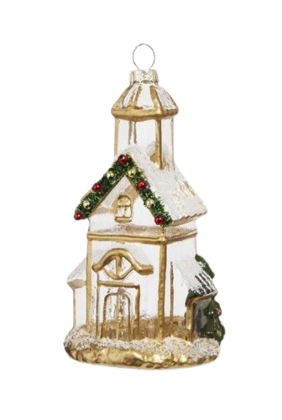 Church | The Holiday Ornament Collection, Glass - 2.5 Inch x 2 Inch x 5 Inch