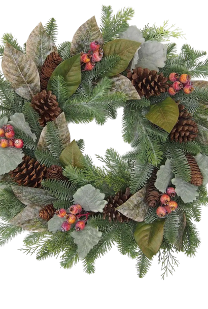 Gathered Botanicals | The Holiday Wreath Collection, Red & Green - 26 Inch x 26 Inch