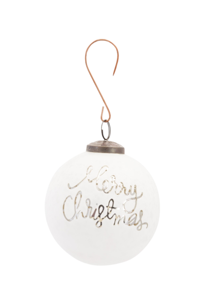 Merry Christmas | The Holiday Ornament Collection, White - 4 Inch x 4 Inch x 4 Inch