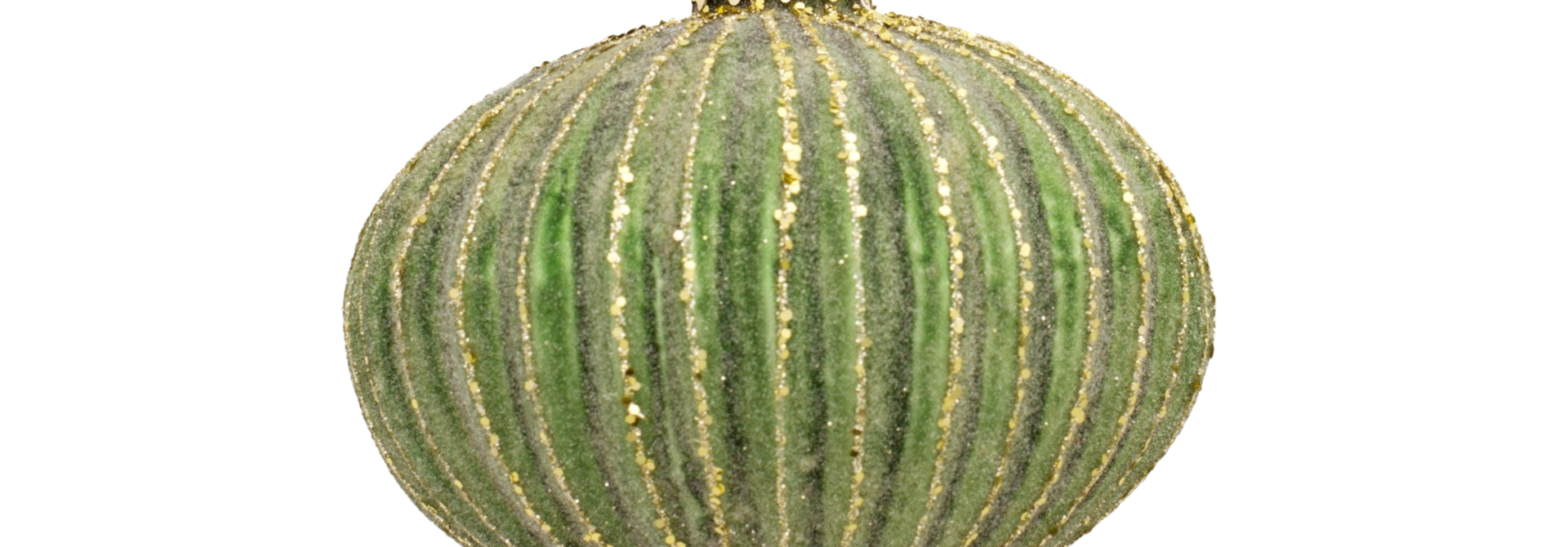 Ribbed Onion | The Holiday Ornament Collection, Sage & Gold - 4.25 Inch x 4.25 Inch x 4.25 Inch