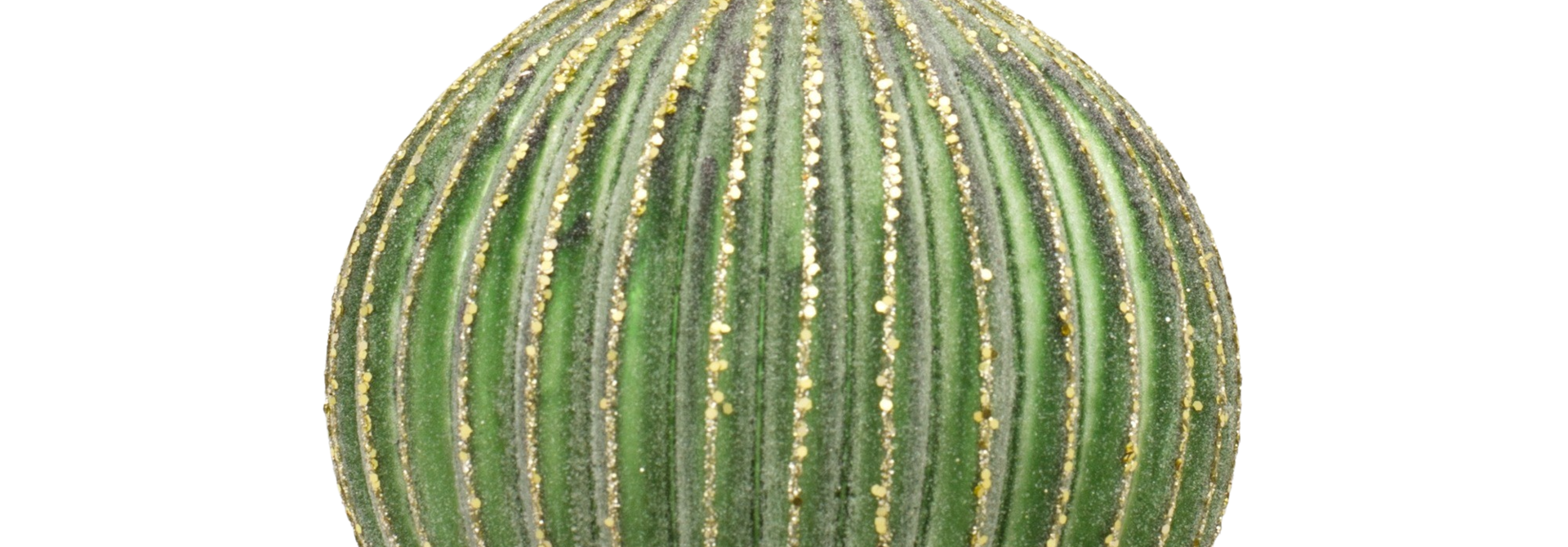 Ribbed Round | The Holiday Ornament Collection, Sage & Gold - 4.25 Inch x 4.25 Inch x 4.25 Inch