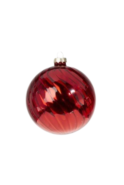 Swirl Round | The Holiday Ornament Collection, Red - 4 Inch x 4 Inch x 4 Inch