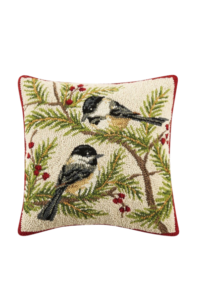 Chickadees | The Holiday Pillow Collection, Multi - 16 Inch x 16 Inch