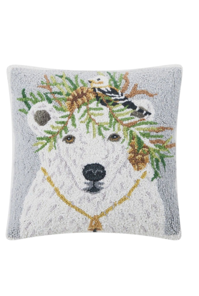Polar Bear | The Holiday Pillow Collection, Multi - 18 Inch x 18 Inch