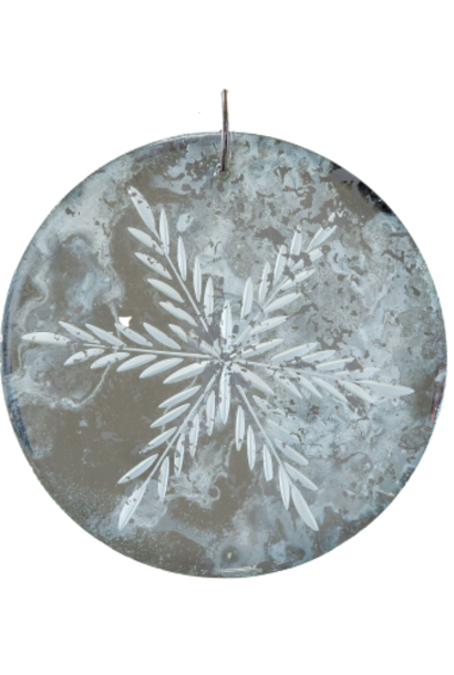 Antiqued Round Snowflake | The Holiday Ornament Collection - 5 Inch x 6 Inch x .25 Inch
