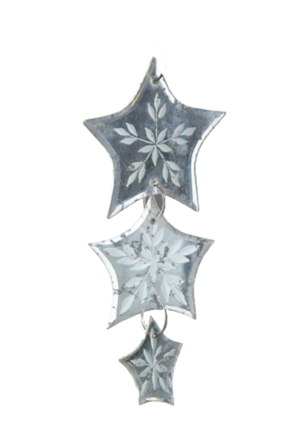 Antiqued Star Triple Snowflake | The Holiday Ornament Collection - 4.5 Inch x 8.5 Inch x .25 Inch