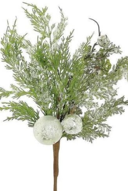 Shimmer Ornament | The Holiday Floral Collection, Cedar & Ice Spray - 22 Inch