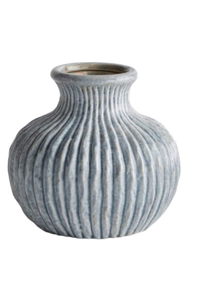 Thessaly | The Vase Collection, Soft Blue - 8 Inch x 8 Inch x 7.5 Inch