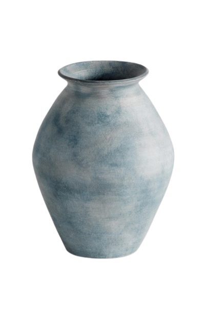Mirela | The Vase Collection, Washed Blue - 6.25 Inch x 6.25 Inch x 8.75 Inch