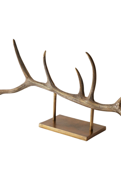 Andes Antler Stand | The Sculpture Collection, Antique Brass - 31 Inch x 6 Inch x 15 Inch