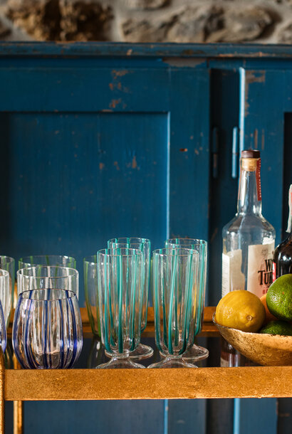 Nuovo Stripe | The Teal Glassware Collection,