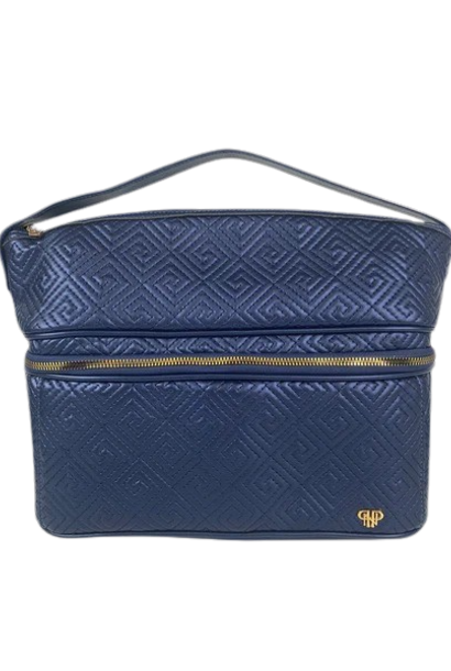 Navy | The Timeless Quilted Collection, Stylist Travel Bag - 14 Inch x 4 Inch x 10 Inch