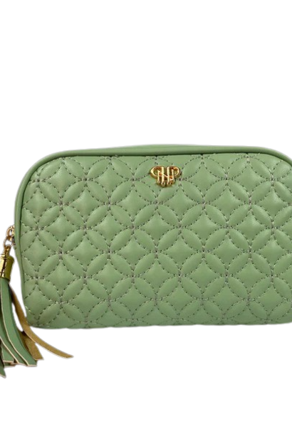 Sage | The Timeless Quilted Collection, Small Makeup Bag - 7.5 Inch x 1 Inch x 4 Inch
