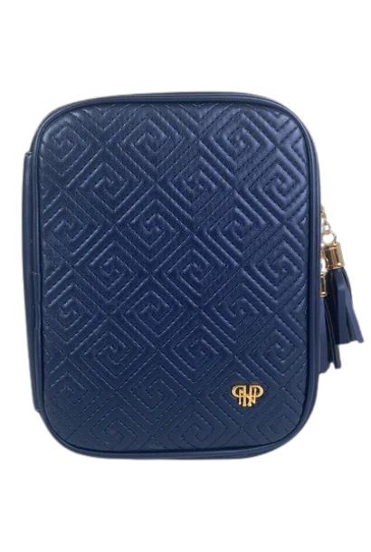Navy | The Timeless Quilted Collection, Trinity Jewelry Case - 8 Inch x 6 Inch x 3 Inch