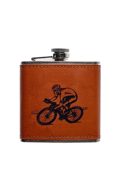 Cycling | The Leather Hip Flask Collection, Brown & Black - 4.33 Inch x 3.94 Inch x 1 Inch