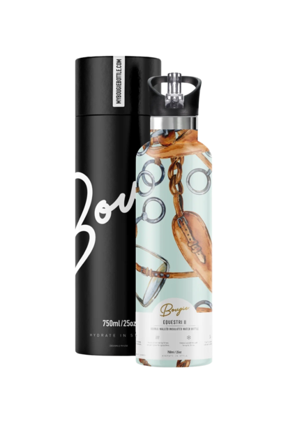 Equestri II | The Water Bottle Collection, Brown, Silver, & Blue - 25 Oz