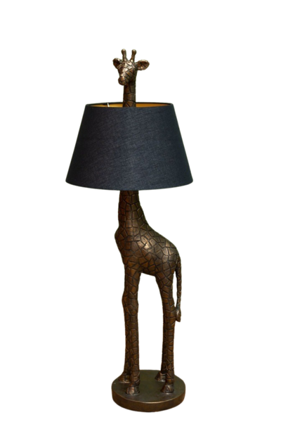 Giraffe | The Lamp Collection, Gold with Blue Shade  - 13.75 Inch x 13.75 Inch x 39 Inch
