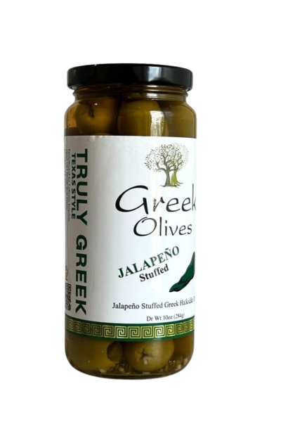Jalapeno Stuffed Olives | The Greek Olive Collection - 10 Oz