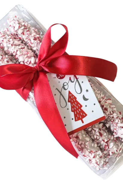 White Chocolate Covered Pretzel Rods with Peppermint | The Holiday Candy Collection - 6 Piece