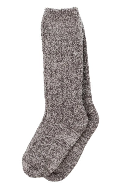 Kashwere Lounge | The Ribbed Heathered Sock Collection, Silver Fox & Pewter - One Size Fits Most
