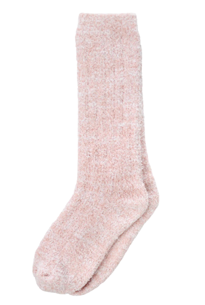 Kashwere Lounge | The Ribbed Heathered Sock Collection, Blush & White - One Size Fits Most