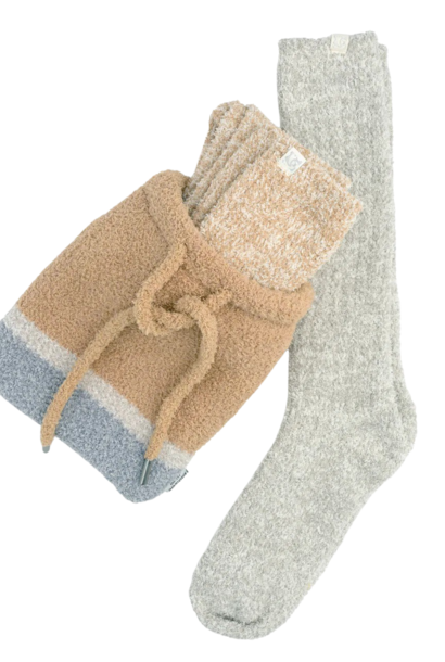 Kashwere Lounge | The Montecito Sock Gift Set Collection, Honey & Fog - One Size Fits Most