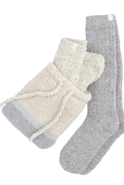 Kashwere Lounge | The Montecito Sock Gift Set Collection, Ivory & Fog - One Size Fits Most