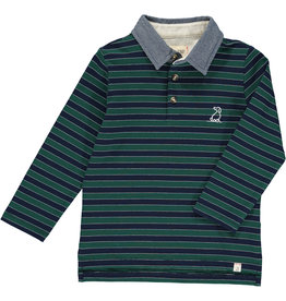 Me & Henry Waverly Polo -Green/Navy Stripe