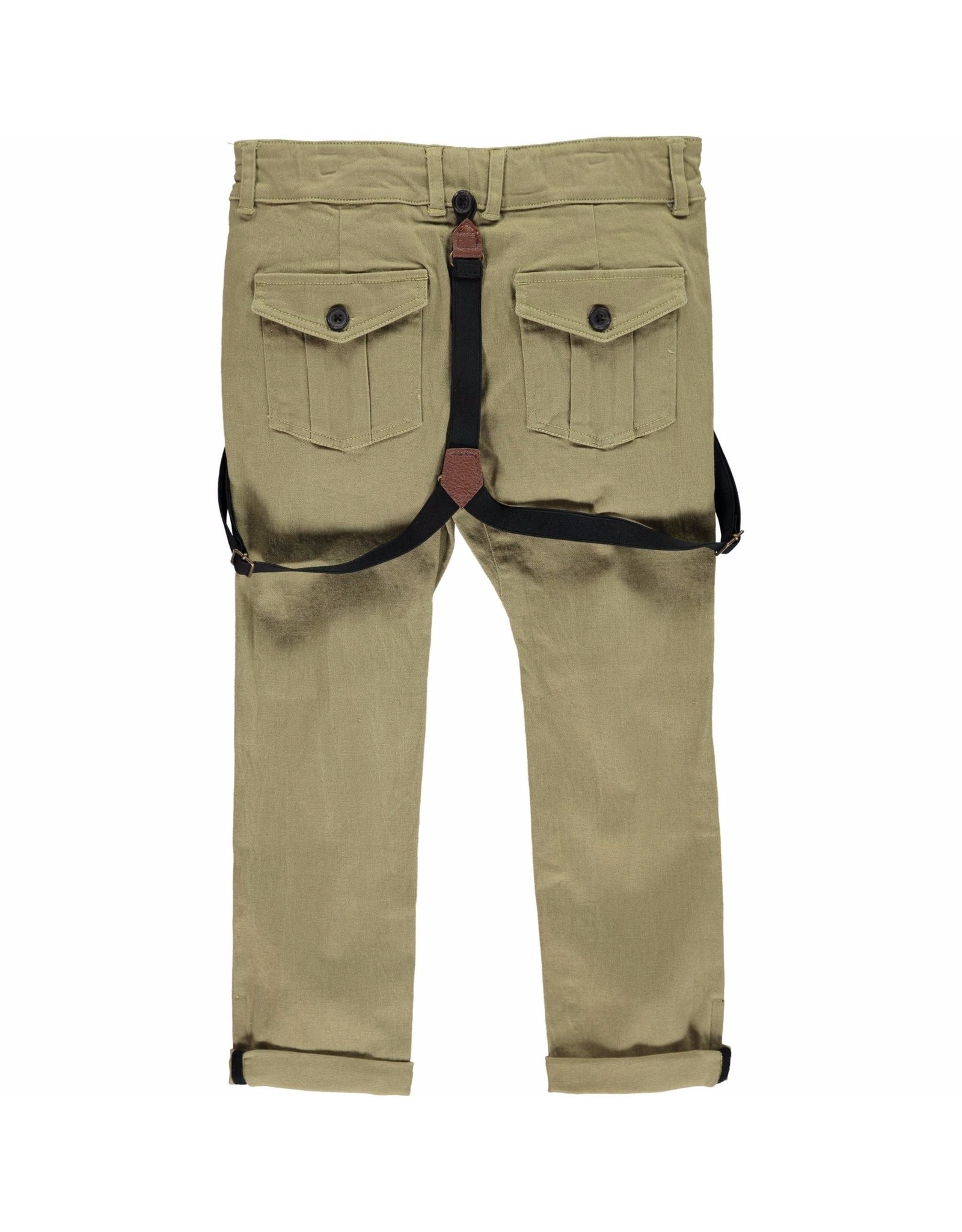 Me & Henry Olive Woven Trousers with removable braces