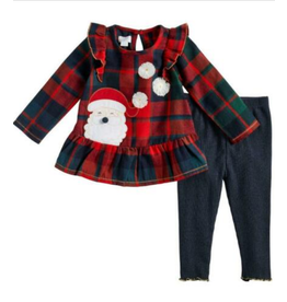 Mudpie Tartan Santa Tunic and Legging Set