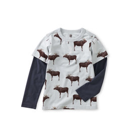 Tea Collection Printed Layered Sleeve Tee-Moose Crossing