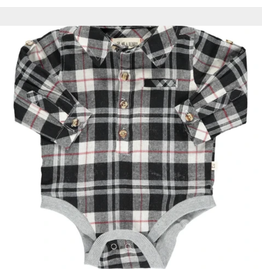 Me & Henry Jasper Woven Onesie~Black/Red/White