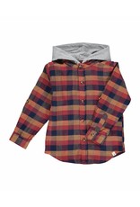 Me & Henry Dyer Hooded Woven Shirt-Red/Rust/Blue Plaid