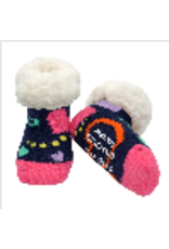 Pudus Toddler Classic Slipper Socks- Navy Hearts